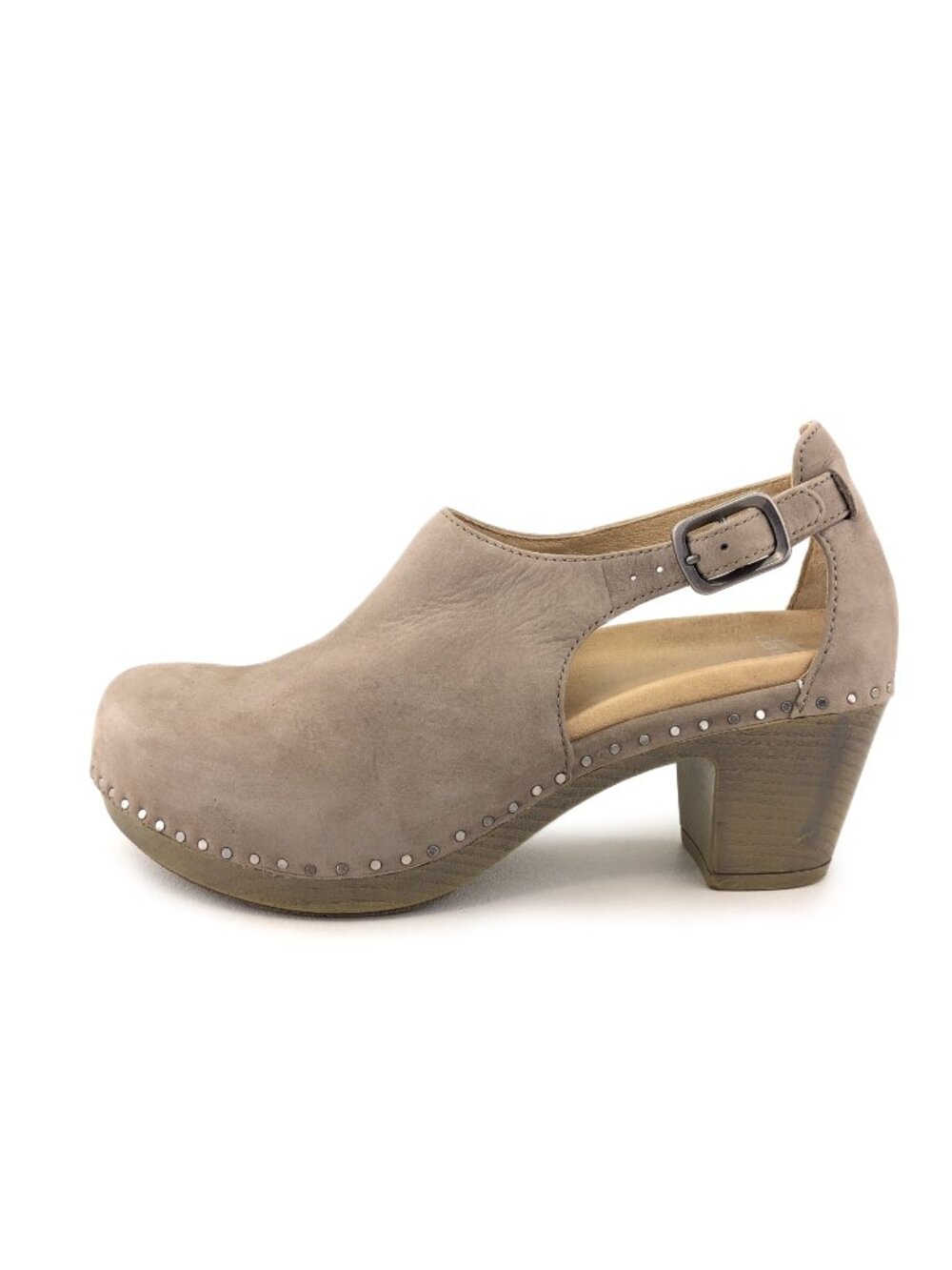 Dansko Sassy Taupe Nubuck Leather Ankle Clog Booties EUR 38